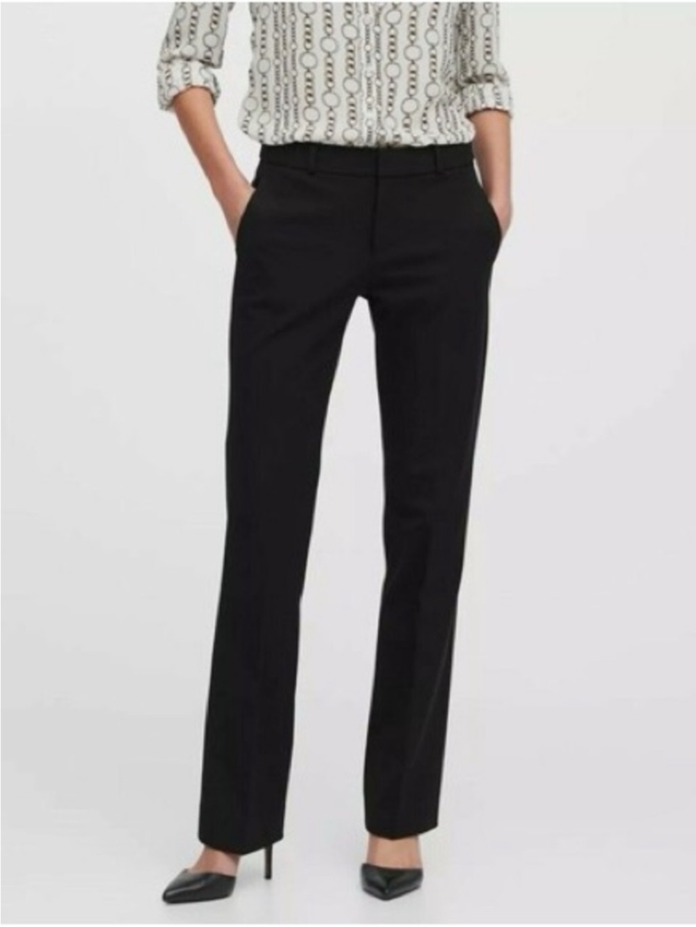 Banana Republic Logan Fit Wool Straight Leg Black Dress Pants, size 6